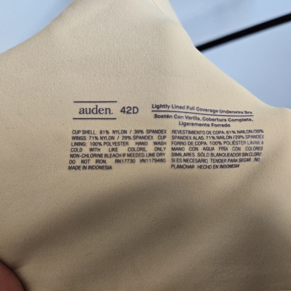 Auden Beige Underwire Bra 2, size 42D - Picture 3 of 6